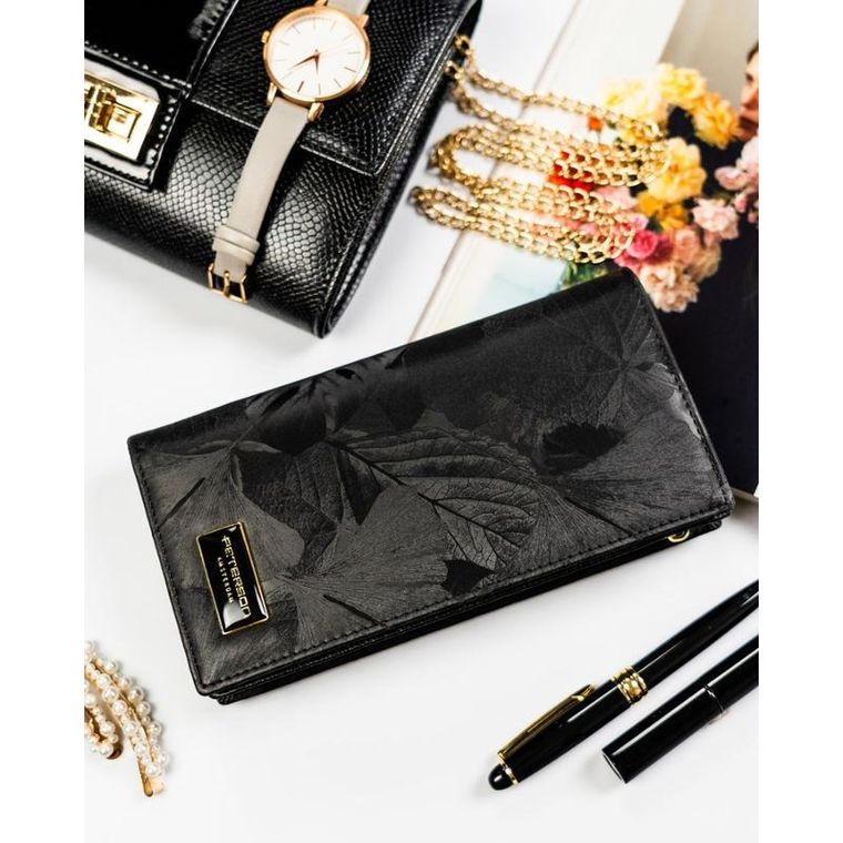 Portfel, czarny, skóra ekologiczna, Peterson