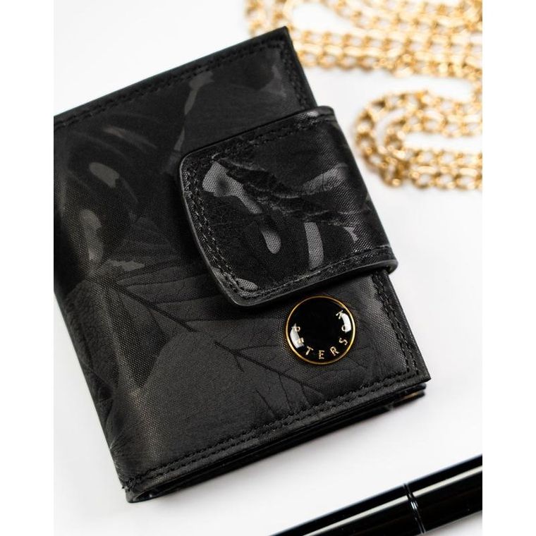 Portfel, czarny, skóra ekologiczna, Peterson