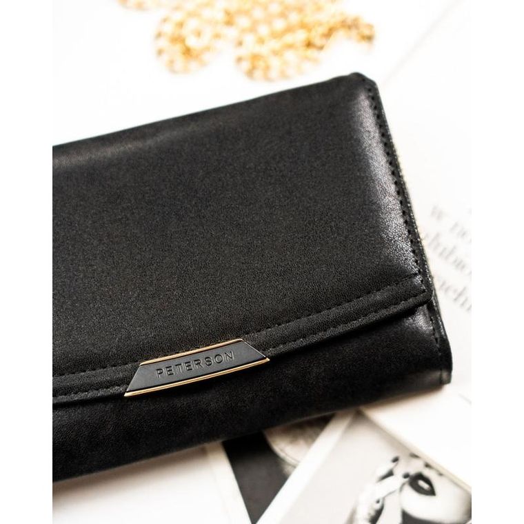 Portfel, czarny, skóra ekologiczna, Peterson