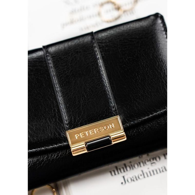 Portfel, czarny, skóra ekologiczna, Peterson