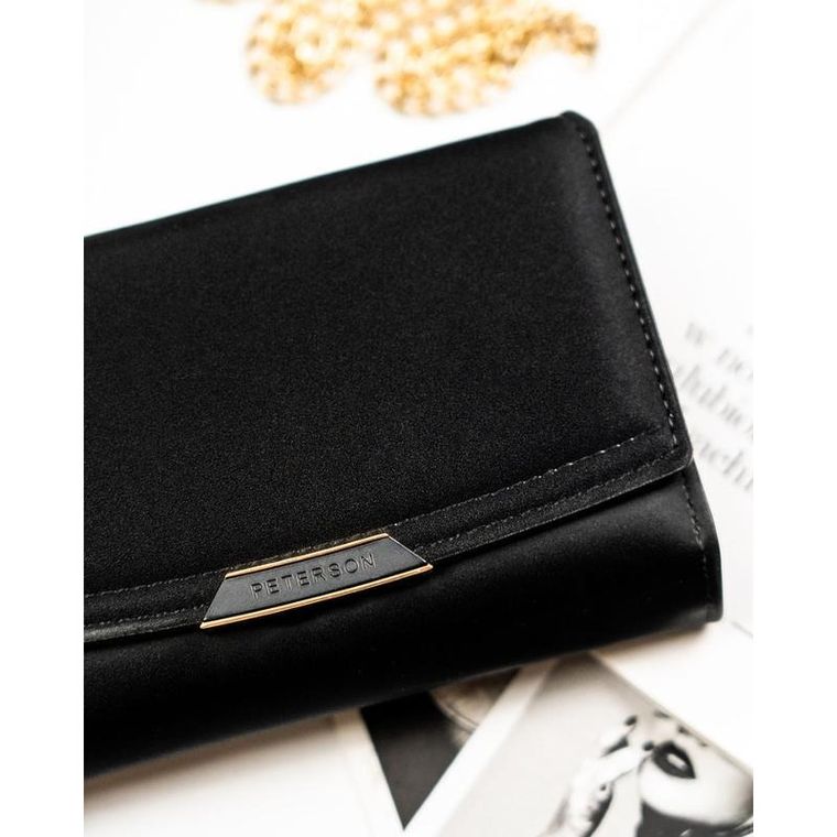 Portfel, czarny, skóra ekologiczna, RFID, Peterson