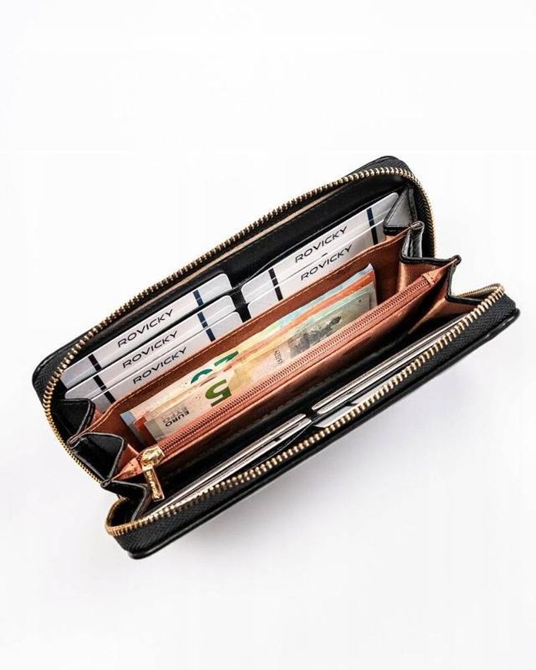 Portfel, czarny, skóra ekologiczna, Rovicky