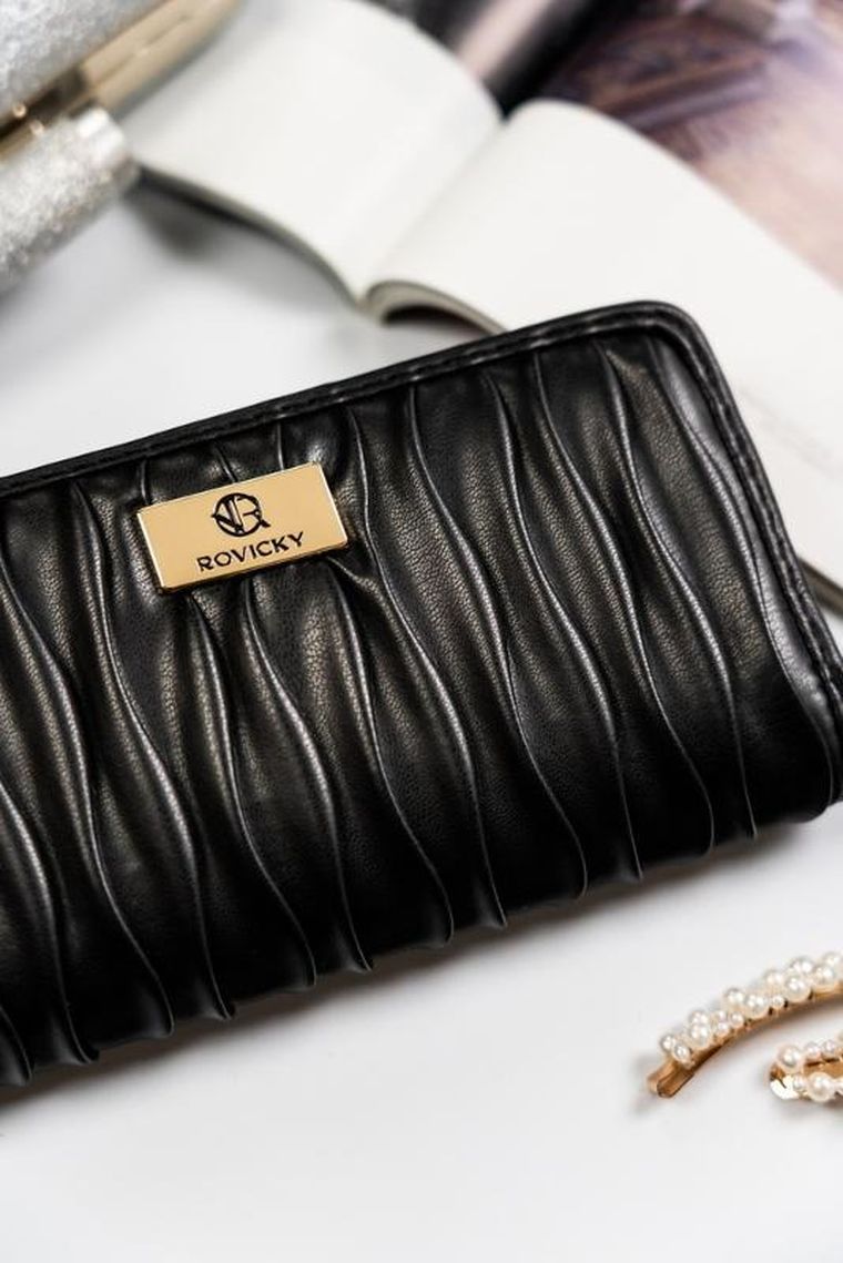 Portfel, czarny, skóra ekologiczna, Rovicky
