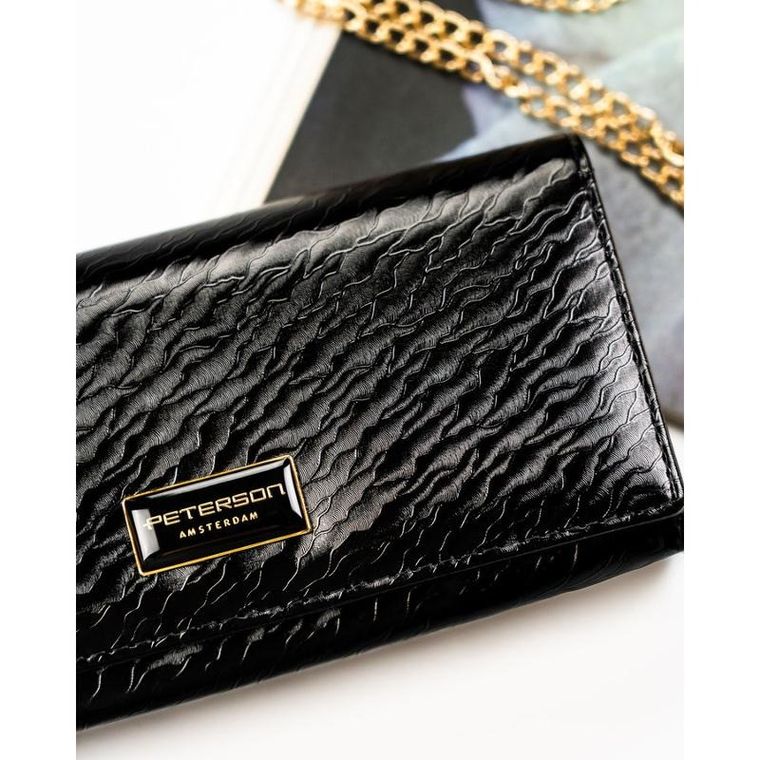 Portfel, czarny, skóra naturalna i ekologiczna, Peterson