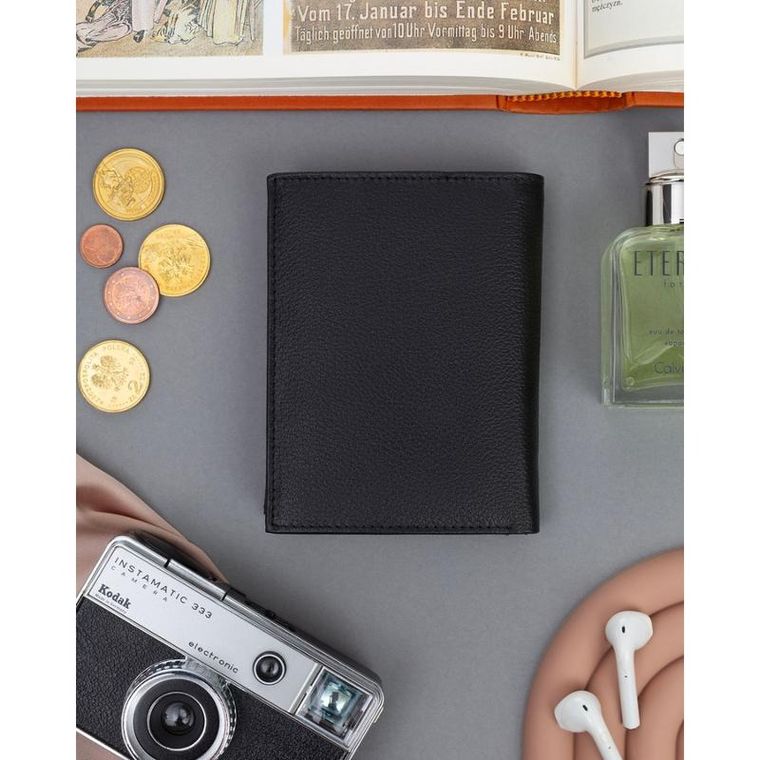 Portfel, czarny, skórzany, 4U Cavaldi