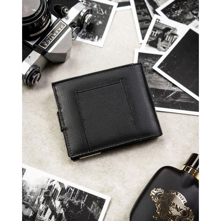 Portfel, czarny, skórzany, 4U Cavaldi