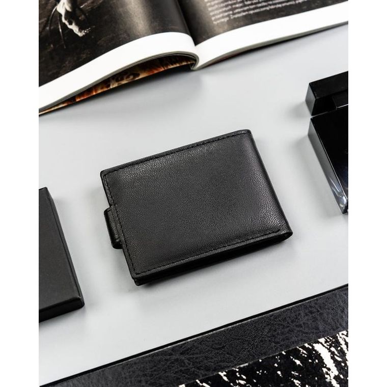 Portfel, czarny, skórzany, 4U Cavaldi
