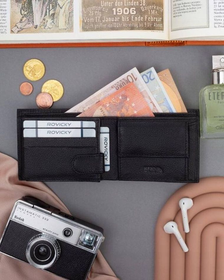 Portfel, czarny, skórzany, Cavaldi