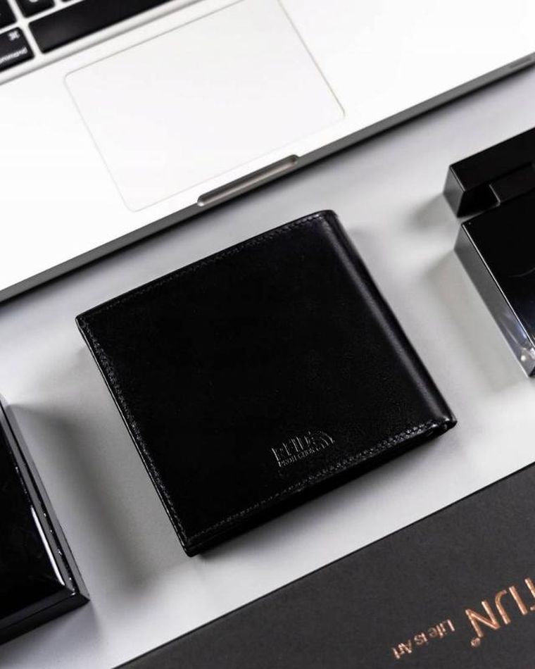 Portfel, czarny, skórzany, Peterson