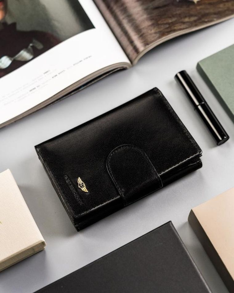 Portfel, czarny, skórzany, Peterson