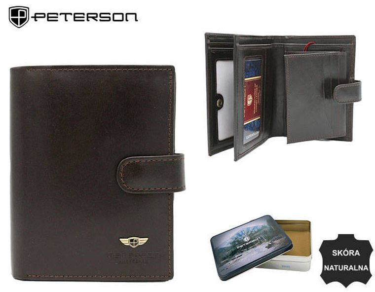 Portfel, czarny, skórzany, Peterson