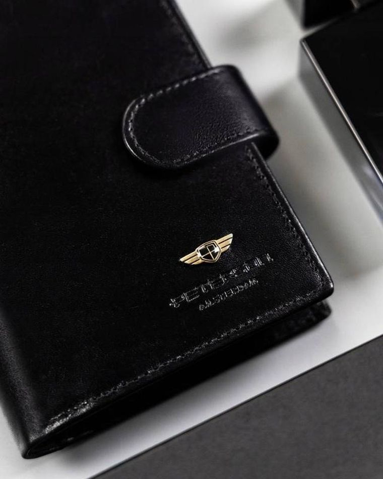 Portfel, czarny, skórzany, Peterson