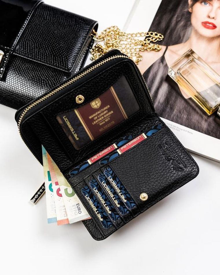 Portfel, czarny, skórzany, Peterson