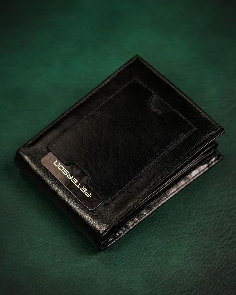 Portfel, czarny, skórzany, Peterson