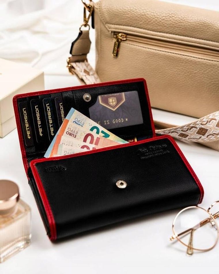 Portfel, czarny, skórzany, Peterson