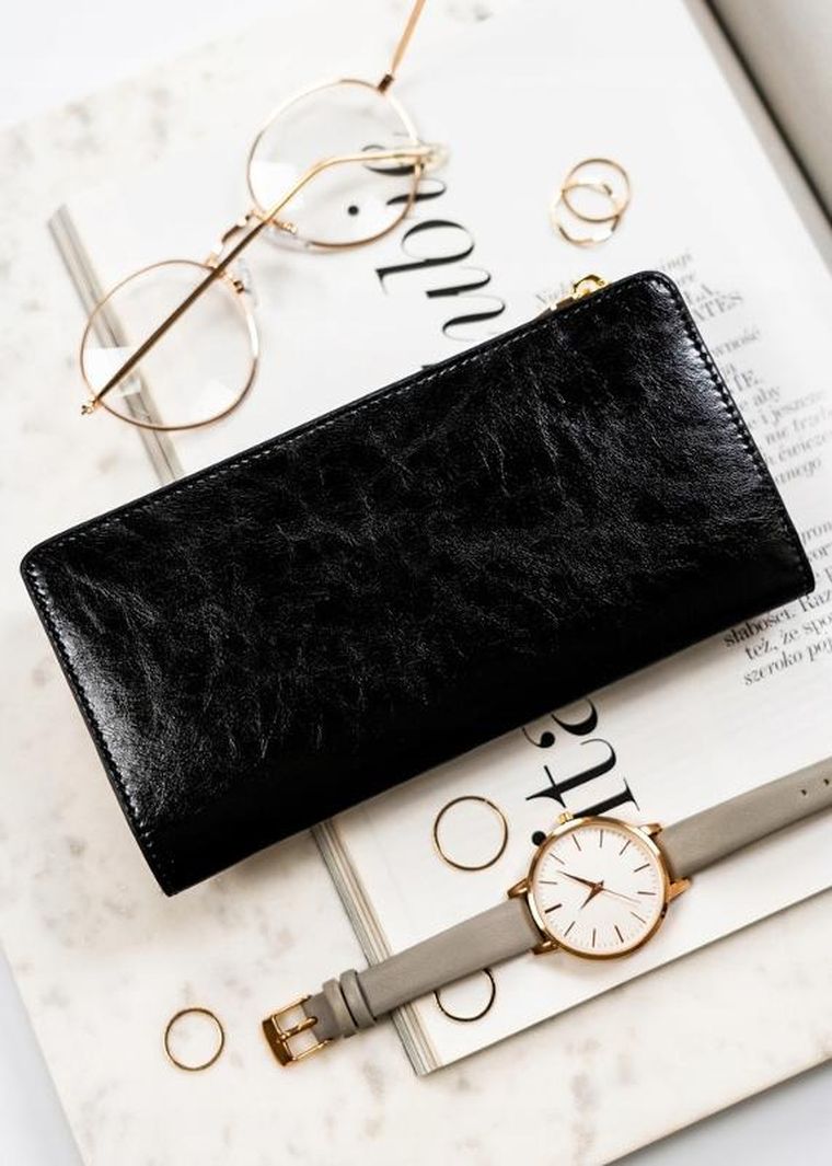 Portfel, czarny, skórzany, Peterson