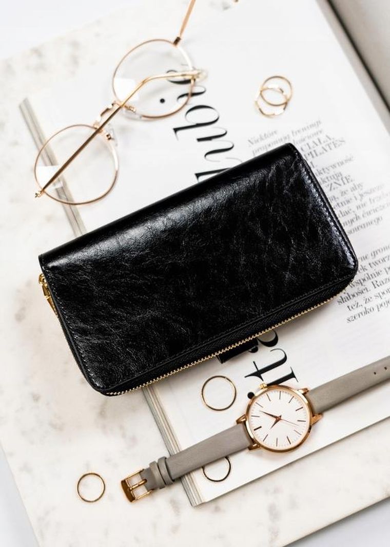 Portfel, czarny, skórzany, Peterson