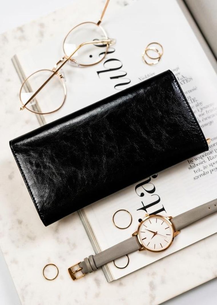 Portfel, czarny, skórzany, Peterson