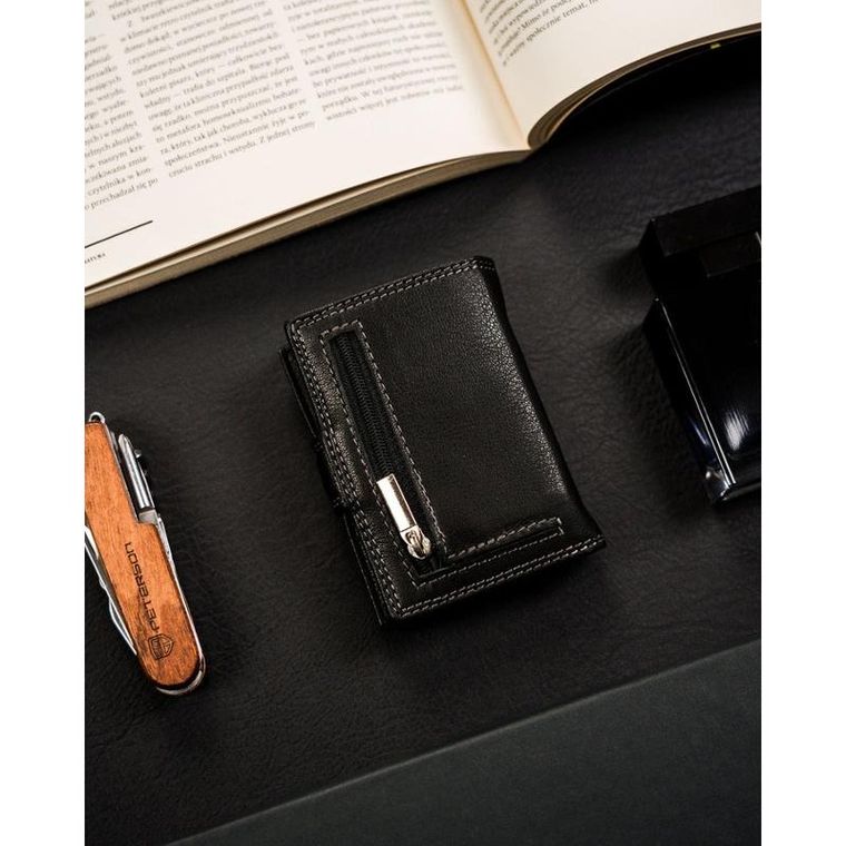 Portfel, czarny, skórzany, Peterson