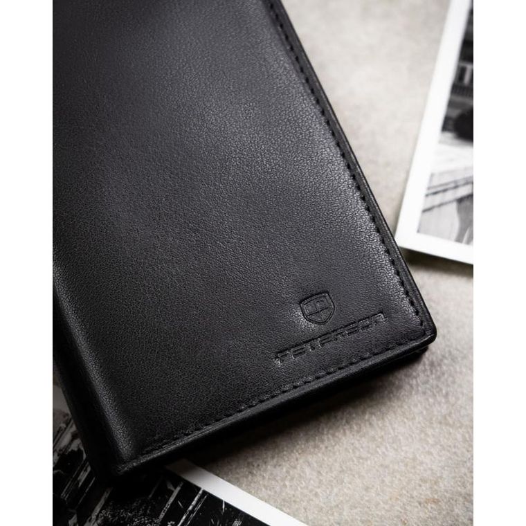 Portfel, czarny, skórzany, Peterson