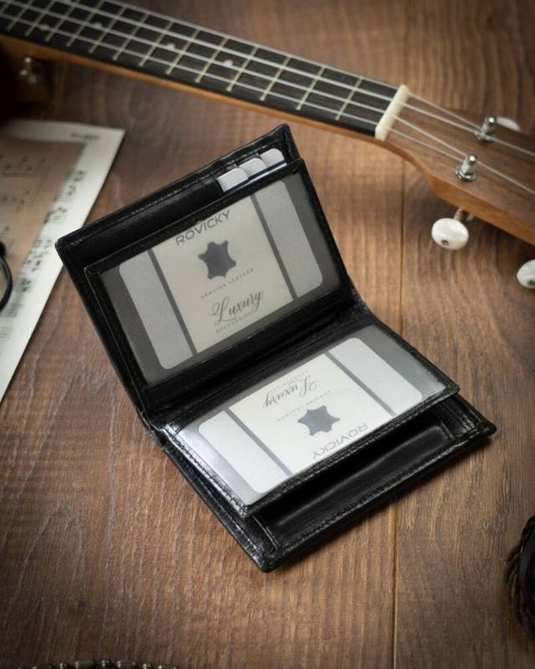 Portfel, czarny, skórzany, RFID, 4U Cavaldi