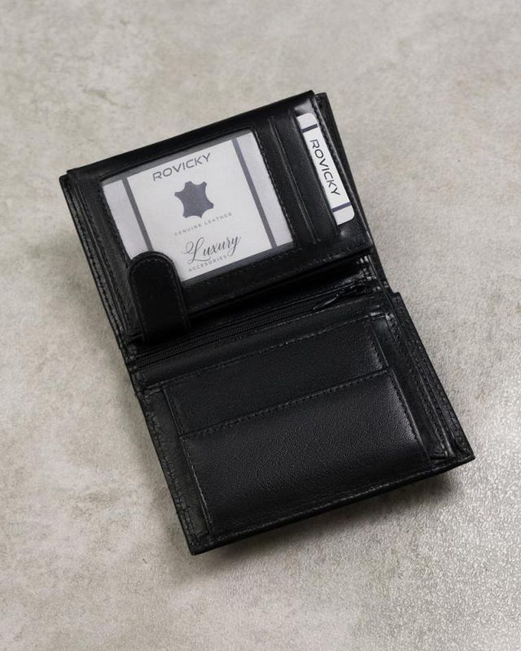 Portfel, czarny, skórzany, RFID, Cavaldi