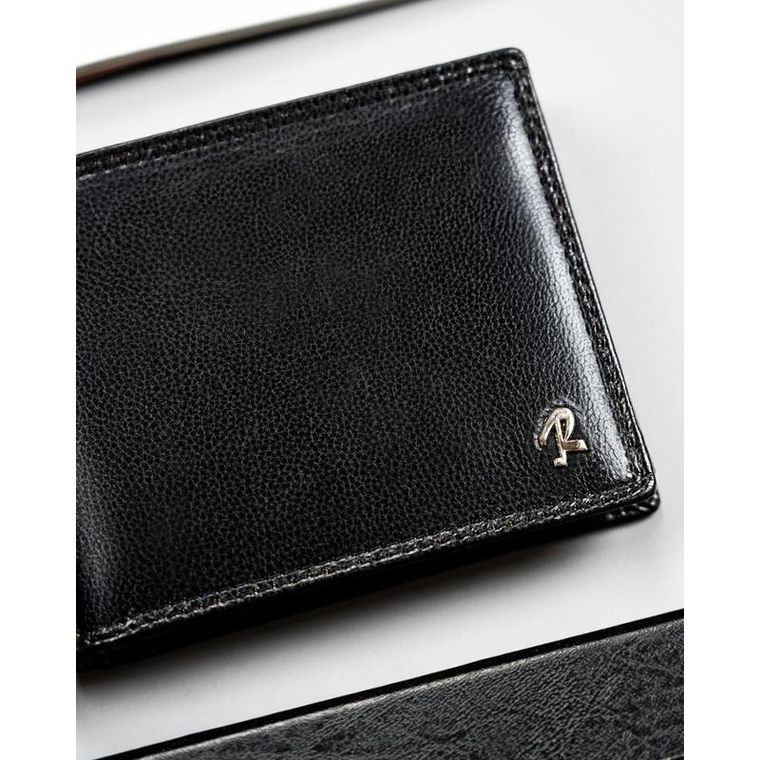 Portfel, czarny, skórzany, RFID, Loren