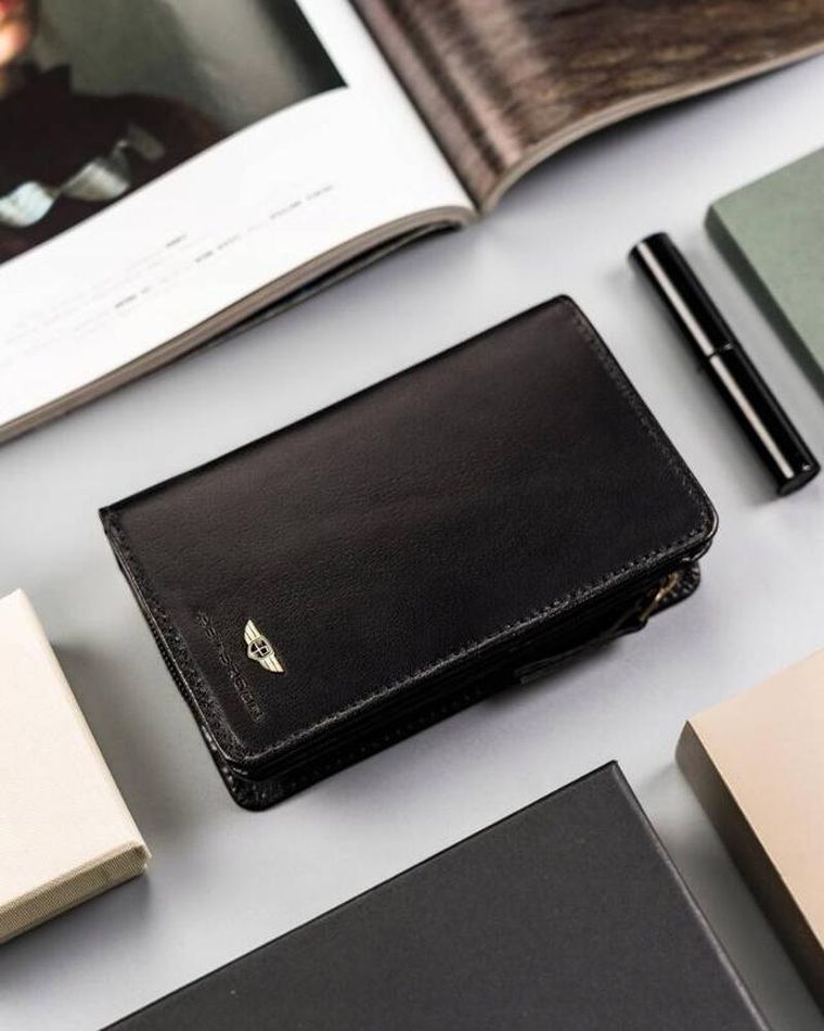 Portfel, czarny, skórzany, RFID, Peterson