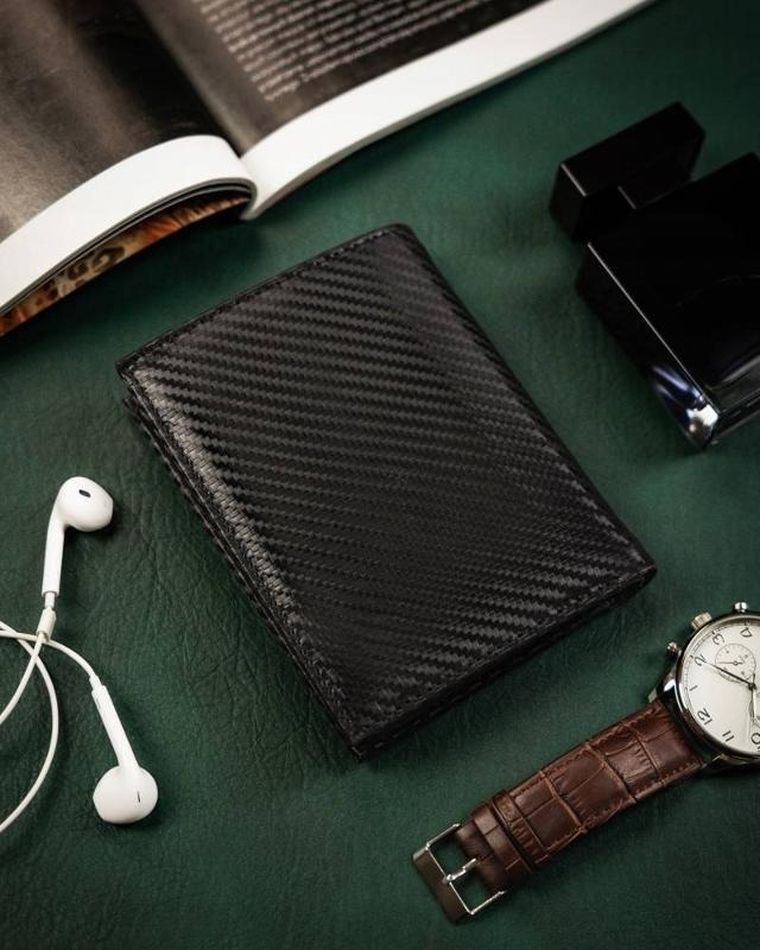 Portfel, czarny, skórzany, RFID, Peterson