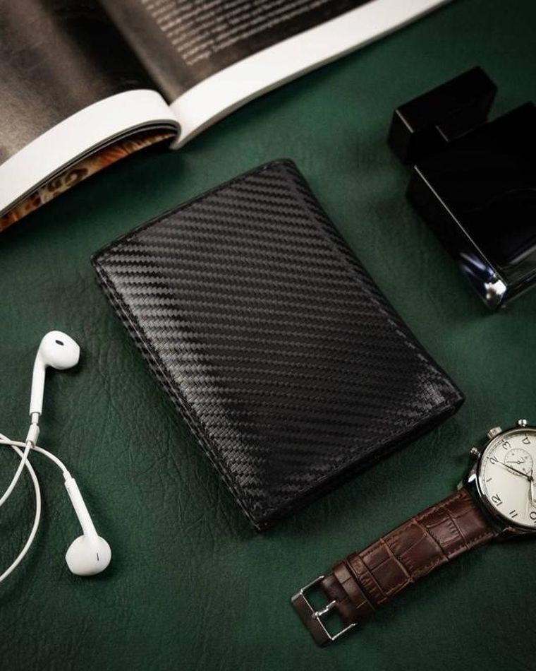 Portfel, czarny, skórzany, RFID, Peterson