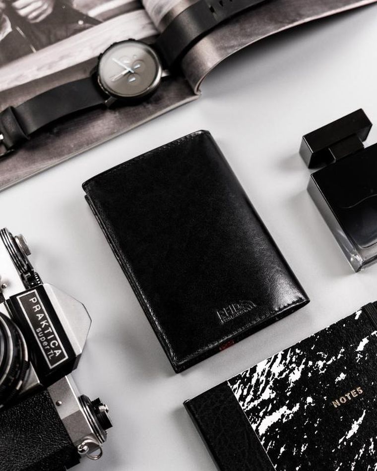 Portfel, czarny, skórzany, RFID, Peterson