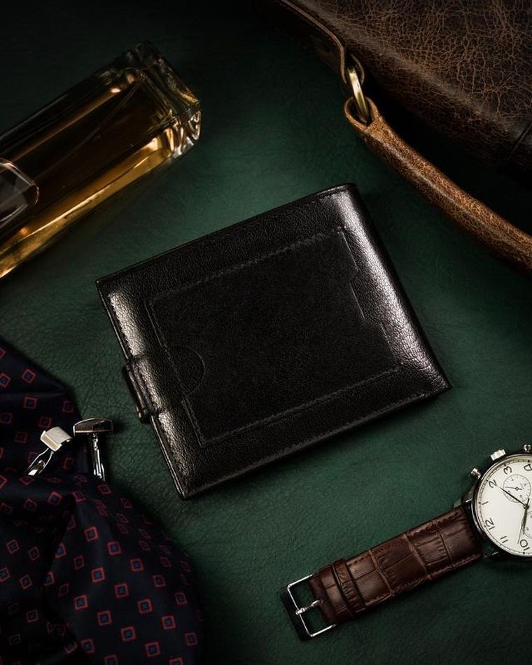 Portfel, czarny, skórzany, RFID, Peterson