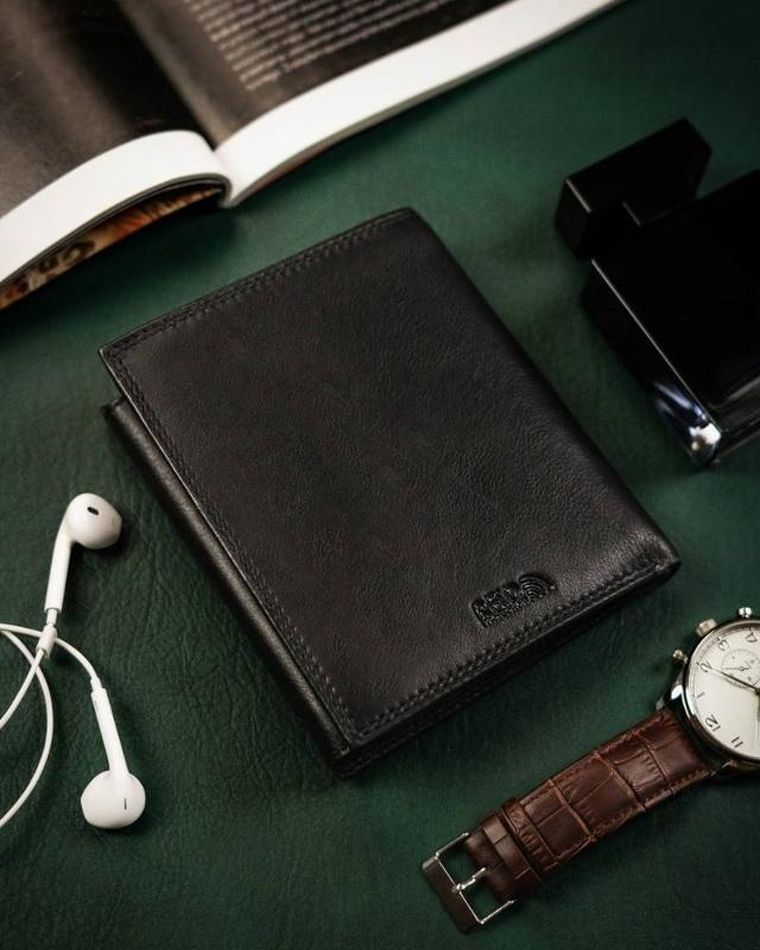 Portfel, czarny, skórzany, RFID, Peterson