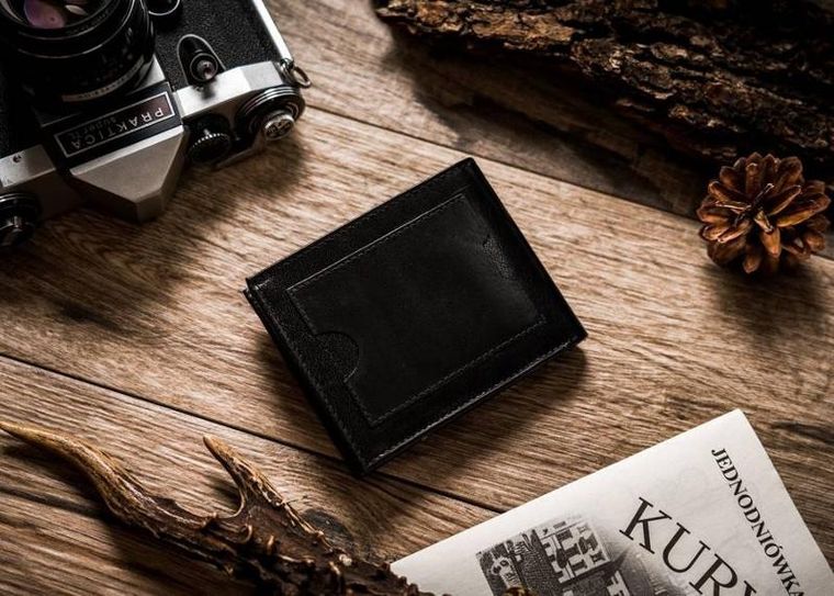 Portfel, czarny, skórzany, RFID, Peterson