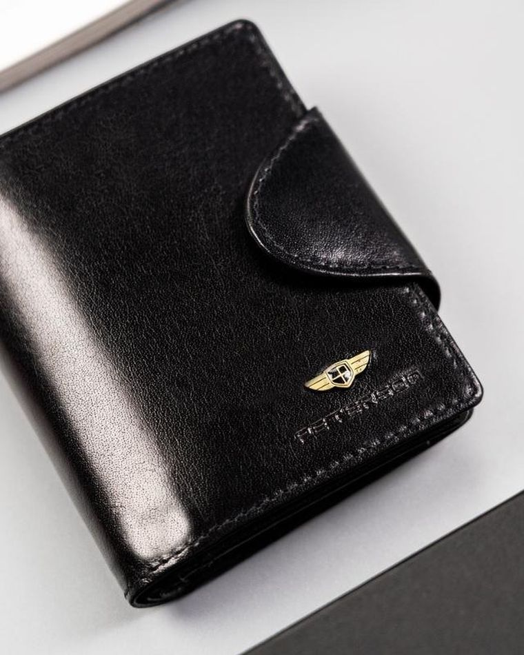 Portfel, czarny, skórzany, RFID, Peterson