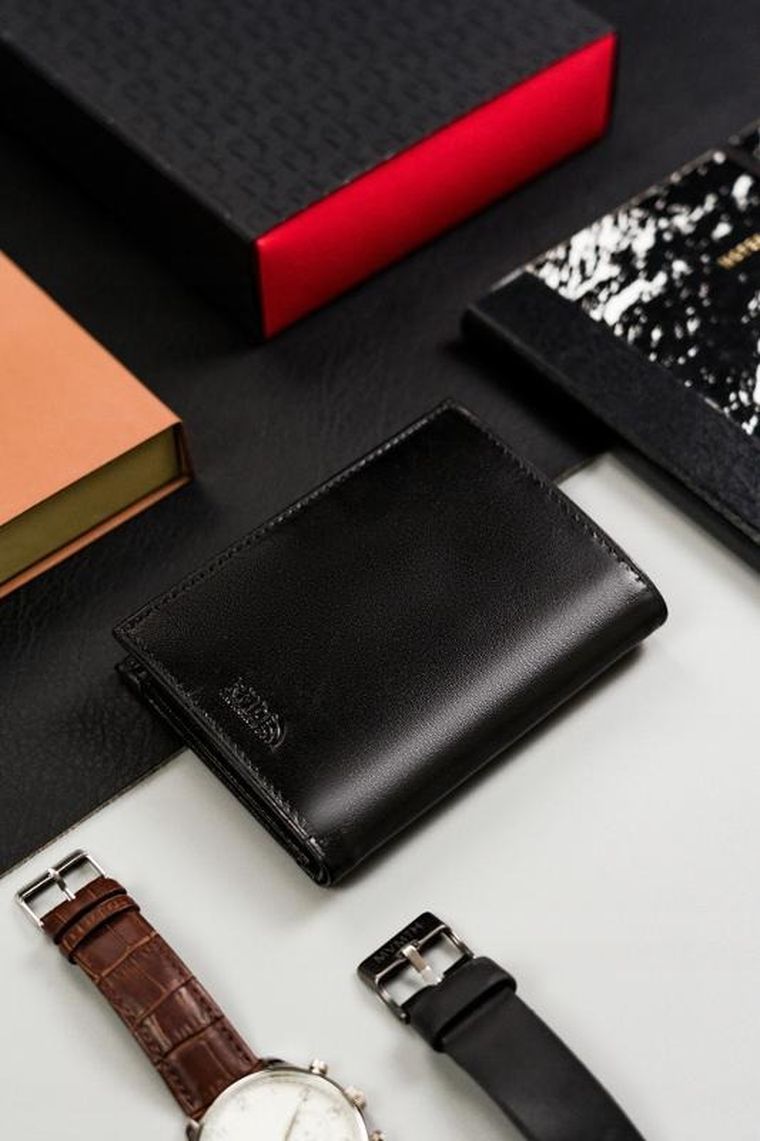 Portfel, czarny, skórzany, RFID, Peterson