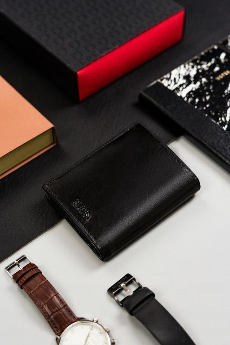 Portfel, czarny, skórzany, RFID, Peterson