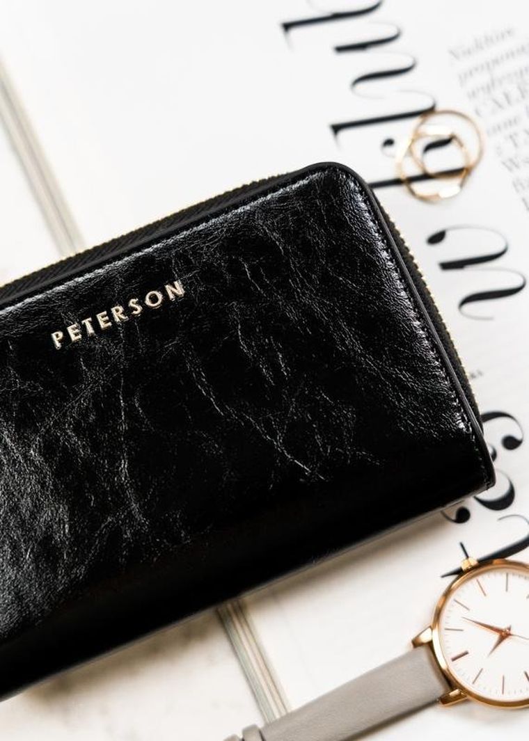 Portfel, czarny, skórzany, RFID, Peterson