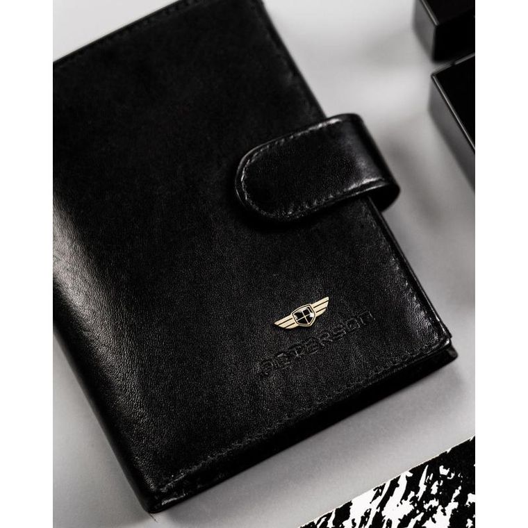 Portfel, czarny, skórzany, RFID, Peterson