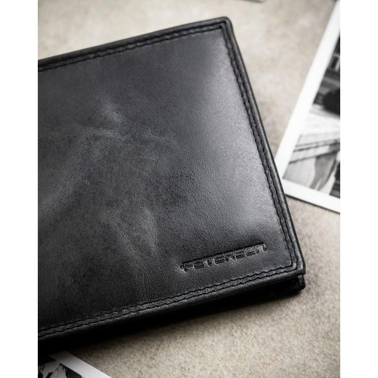 Portfel, czarny, skórzany, RFID, Peterson