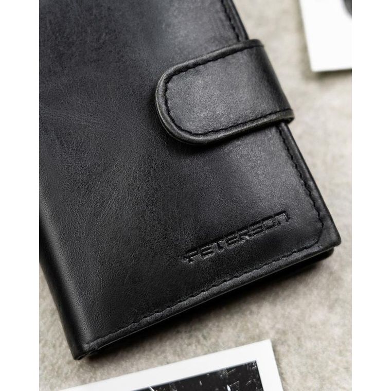 Portfel, czarny, skórzany, RFID, Peterson