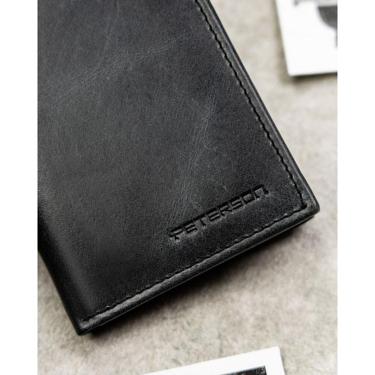 Portfel, czarny, skórzany, RFID, Peterson