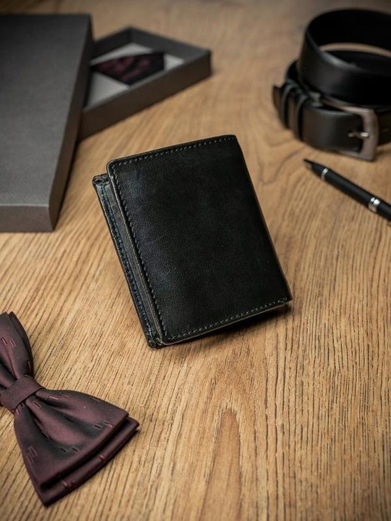 Portfel, czarny, skórzany, RFID, Pierre Andreus