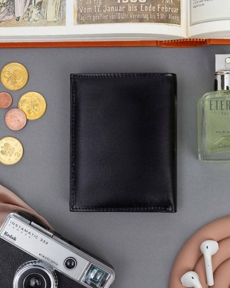 Portfel, czarny, skórzany, RFID, Ronaldo