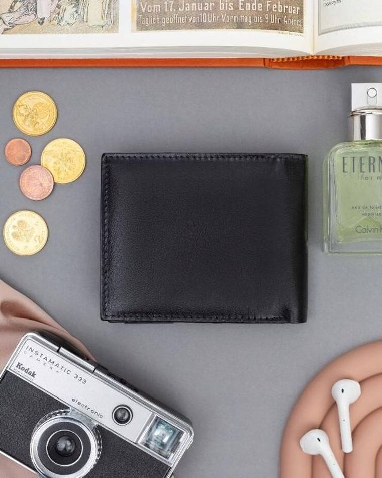 Portfel, czarny, skórzany, RFID, Ronaldo