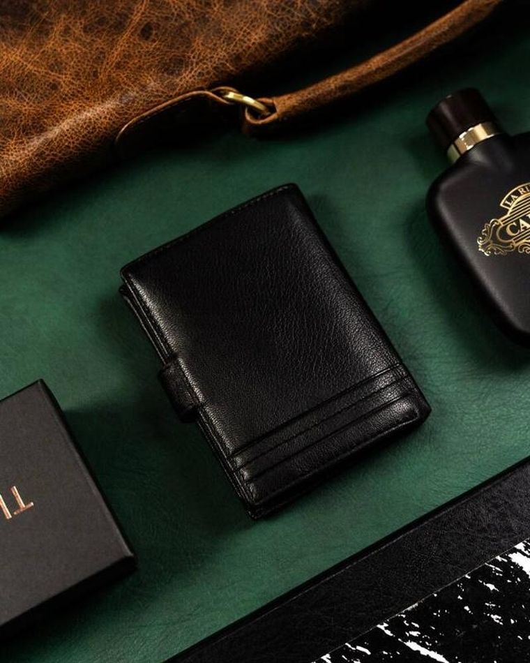 Portfel, czarny, skórzany, RFID, Rovicky