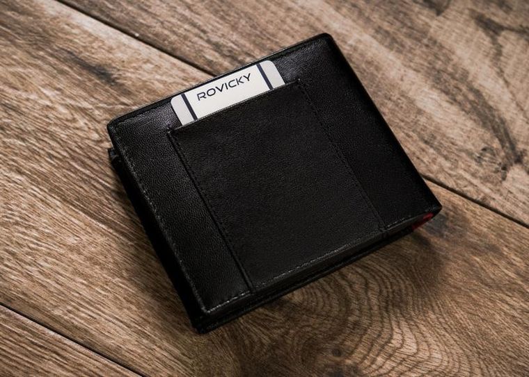 Portfel, czarny, skórzany, RFID, Rovicky
