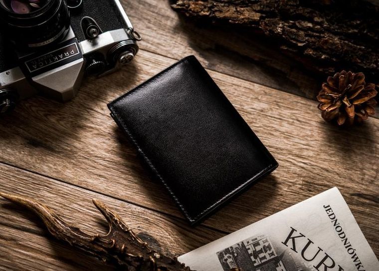 Portfel, czarny, skórzany, RFID, Rovicky