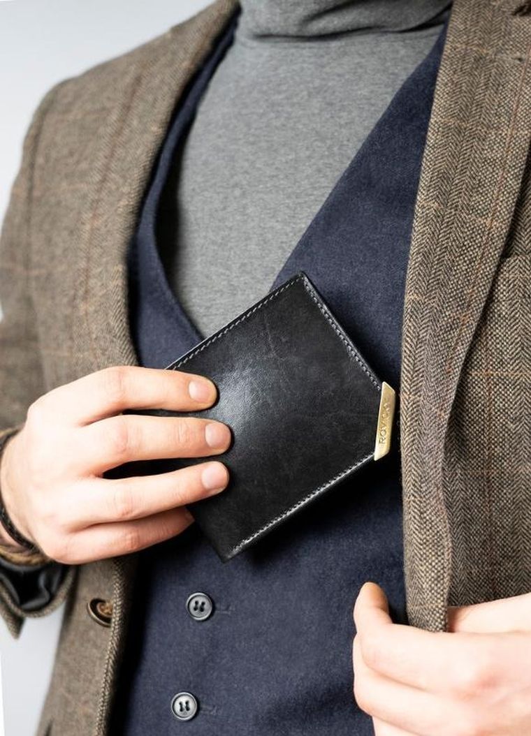 Portfel, czarny, skórzany, RFID, Rovicky