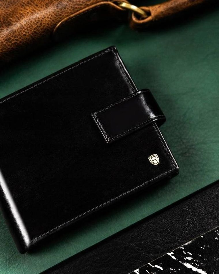 Portfel, czarny, skórzany, RFID, Rovicky